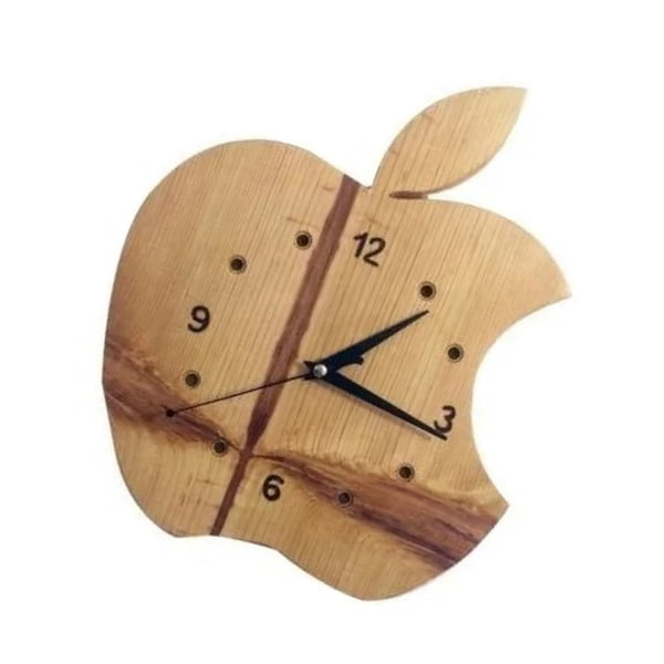 Laser Cut Wooden Apple Logo Wall Clock Free DXF and CDR File
