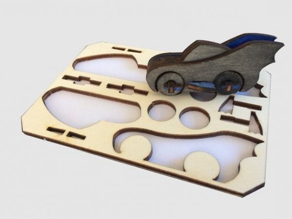 Laser Cut Wooden Batmobile Toy Car for Kids Vector File