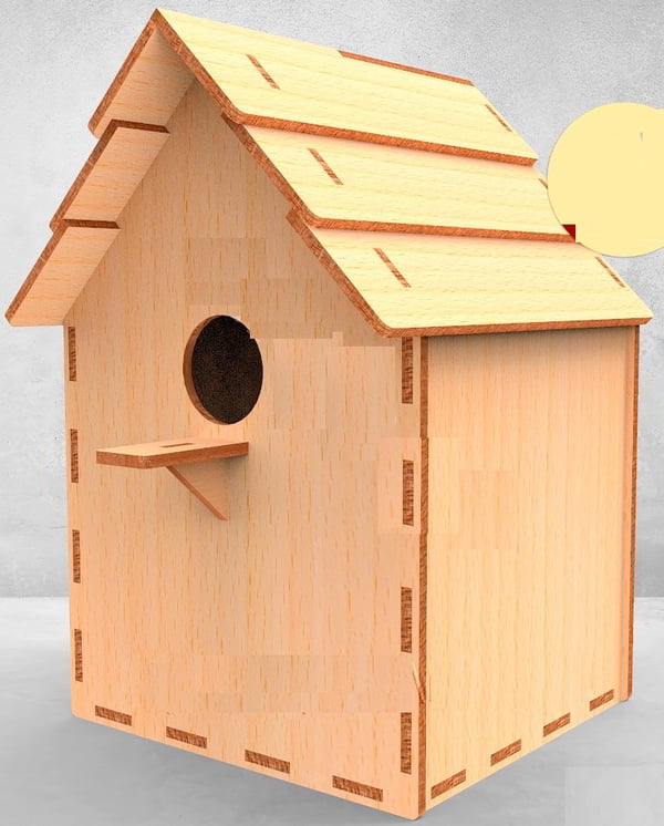 Laser Cut Wooden Bird House Idea Vector File