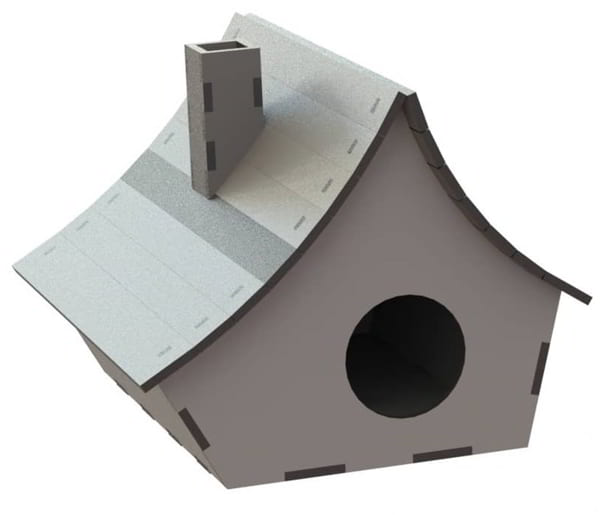 Laser Cut Wooden Birdhouse with Curved Roof CDR File
