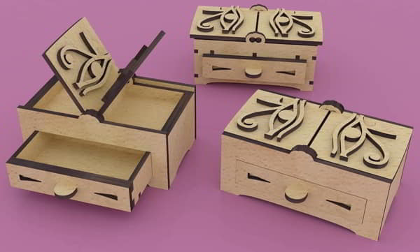 Laser Cut Wooden Box for Jewelry Vector File