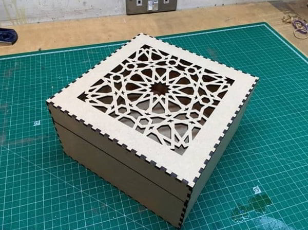 Laser Cut Wooden Box with Arabic Pattern CDR File