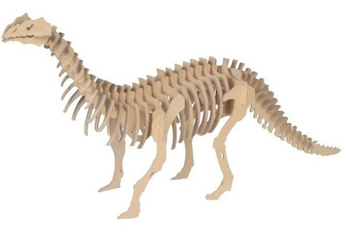 Laser Cut Wooden Brontosaurus Dinosaur 3D Puzzle Model Vector File