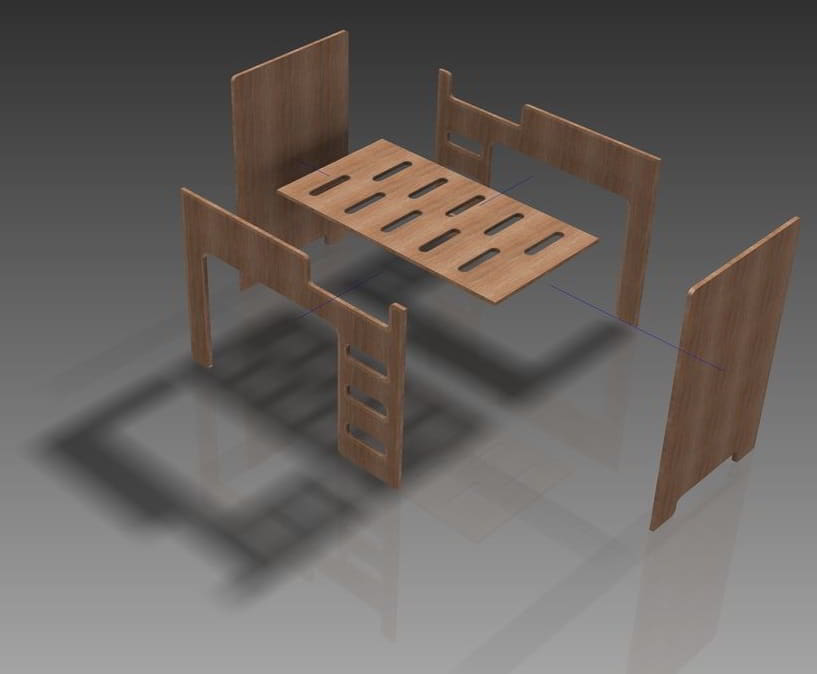 Laser Cut Wooden Bunk Bed Design Vector File
