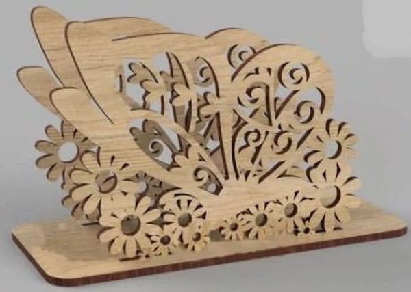 Laser Cut Wooden Butterfly Napkin Holder CDR and DXF File for Laser Cutting