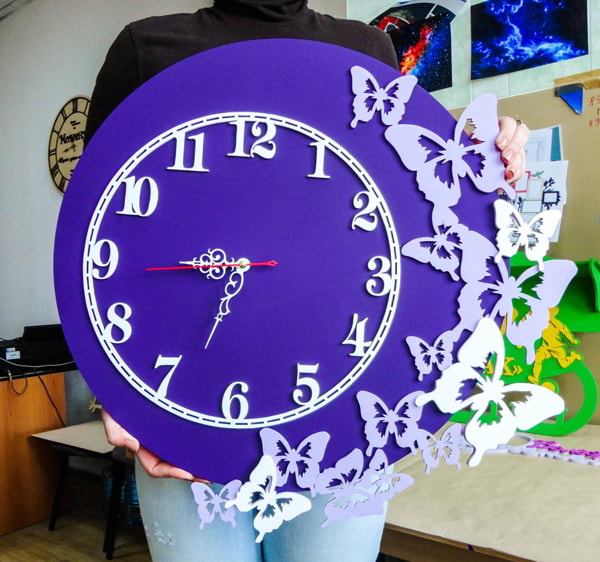 Laser Cut Wooden Butterfly Wall Clock Free CDR file for Laser Cutting