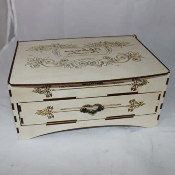 Laser Cut Wooden Casket with Drawer Jewelry Box Organizer Vector File