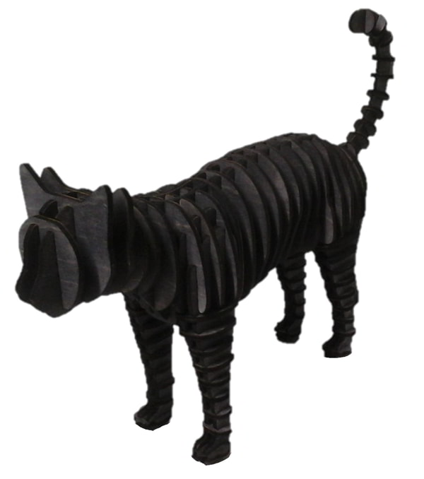 Laser Cut Wooden Cat Puzzle Toy Animal 3D Puzzle Model CDR File