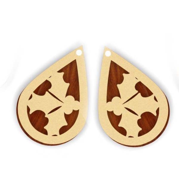 Laser Cut Wooden Christmas Earring Wooden Jewelry Template Vector File