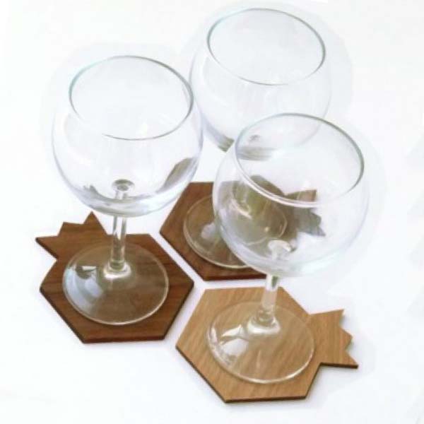 Laser Cut Wooden Coaster Design Tea Cup and Glass Mat Vector File