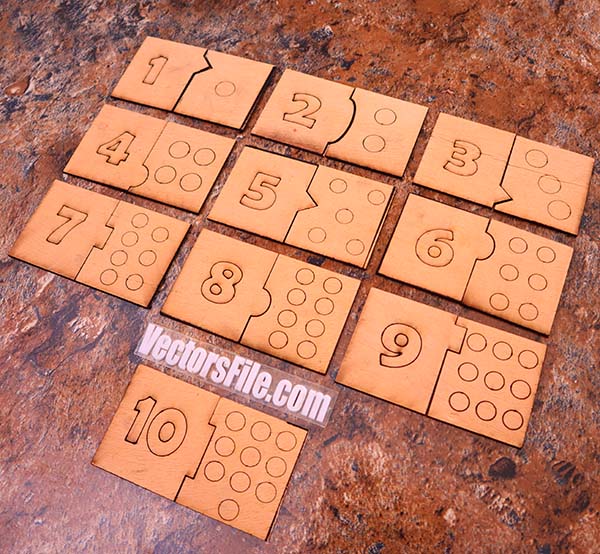 Laser Cut Wooden Counting Number for Kids Educational Puzzle Numbers Game Vector File