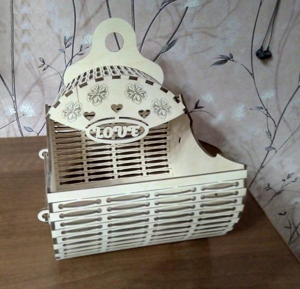 Laser Cut Wooden Decorative Gift Basket Vector File