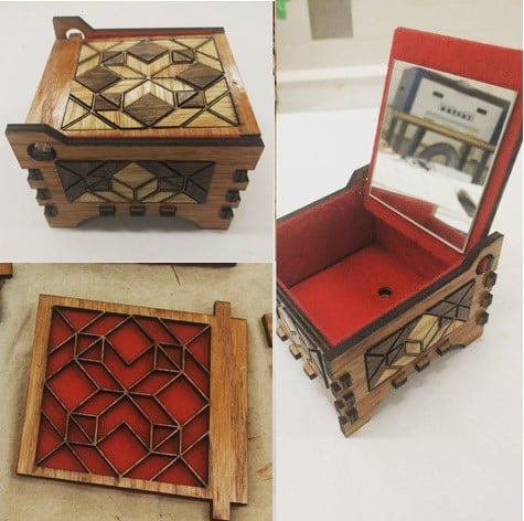 Laser Cut Wooden Decorative Jewelry Box Wedding Gift Box Vector File