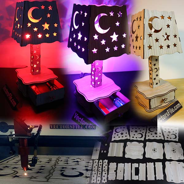 Wooden Light Box & Table Lamp Shade DXF Plan for Laser Cutting