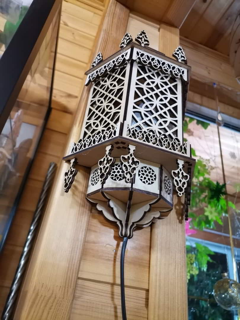 Laser Cut Wooden Decorative Wall Lamp DXF File