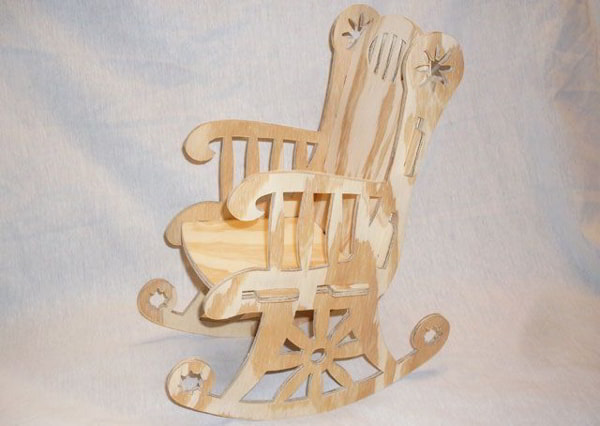 Laser Cut Wooden Doll House Furniture Rocking Chair Design PDF File