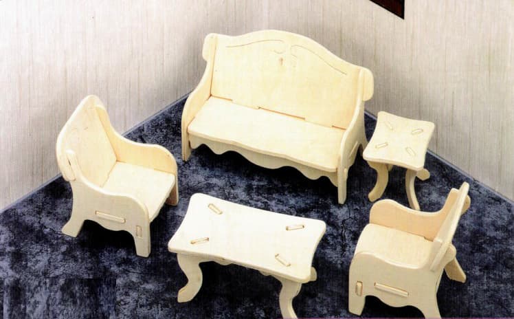 Laser Cut Wooden Doll House Furniture Set Vector File