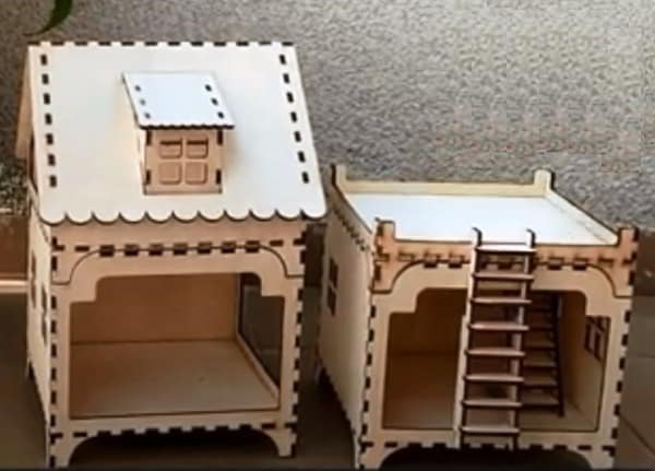 Laser Cut Wooden Doll House Toy Model CDR File