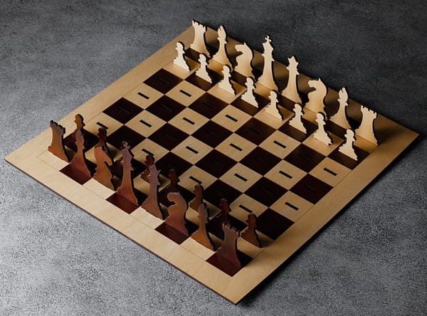 Laser Cut Wooden Engraved Chess Board Game Cdr File Free Download