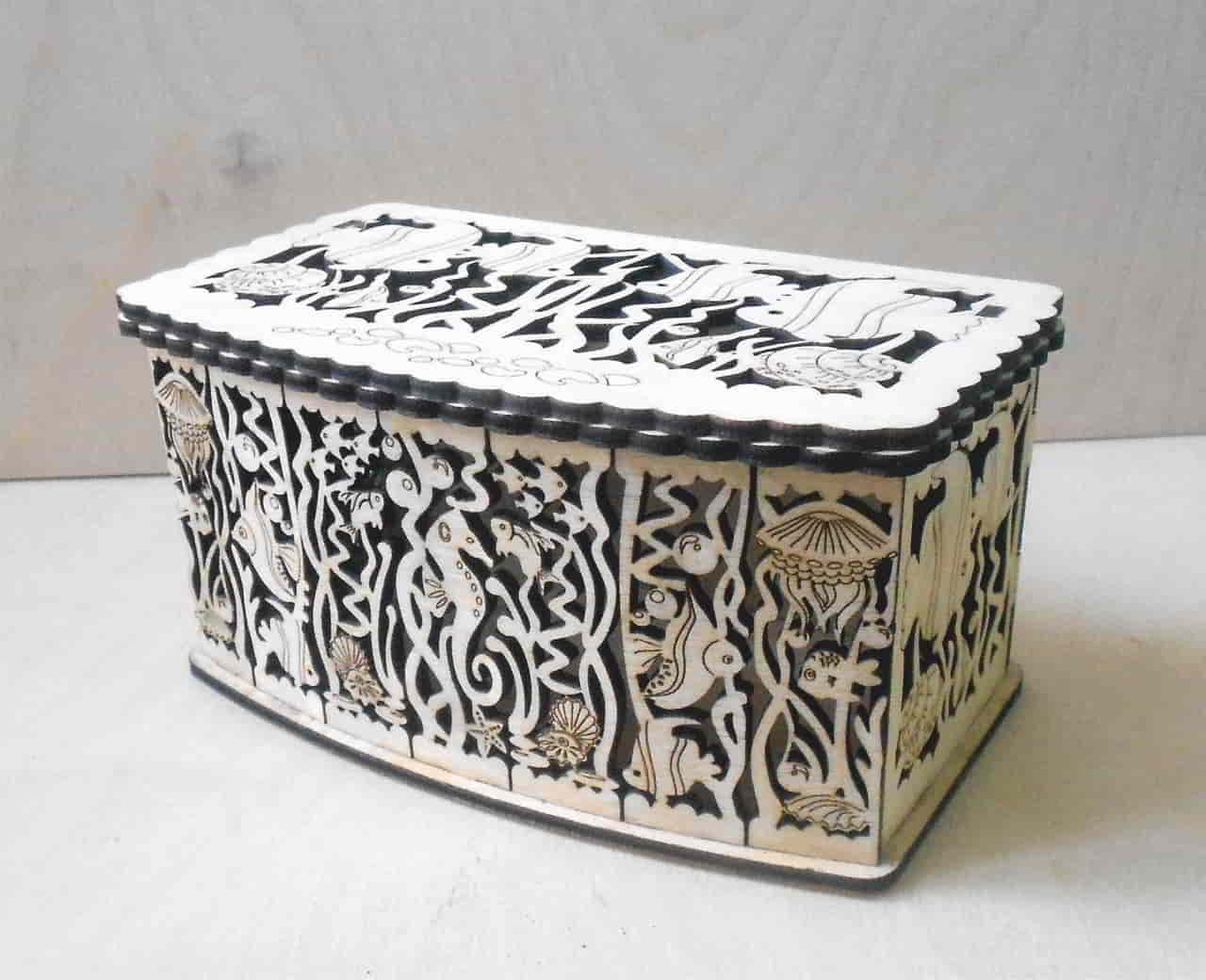 Laser Cut Wooden Engraving Box, Jewelry Box Design, Wedding Box Vector File