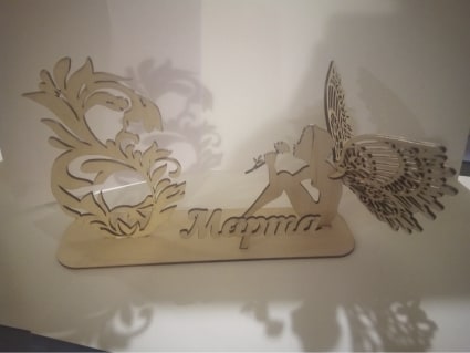 Laser Cut Wooden Fairy Decoration with Name CDR and DXF File