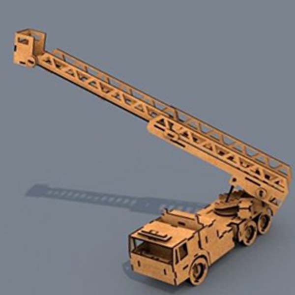 Laser Cut Wooden Fire Truck 3D Puzzle Model CDR File