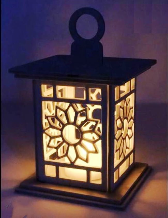 Laser Cut Wooden Flower Lamp CDR File
