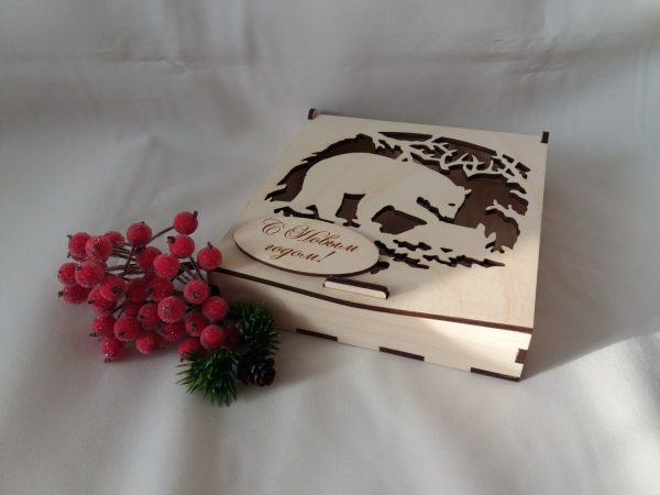 Laser Cut Wooden Folding Lid Candy Box Plywood 4mm CDR File