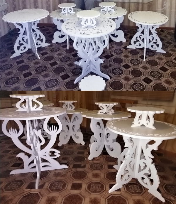 Laser Cut Wooden Furniture Round Table CDR File