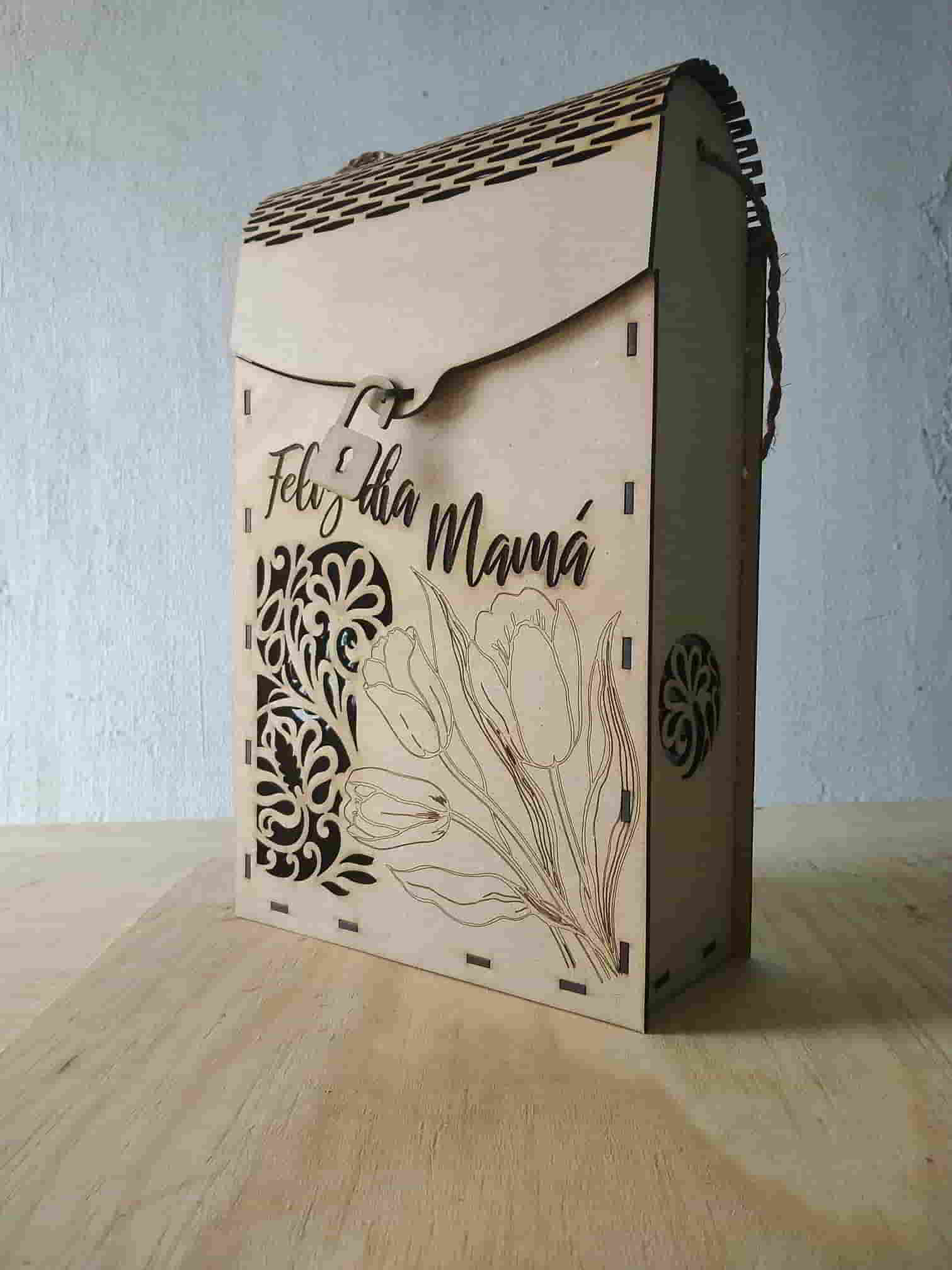 Laser Cut Wooden Gift Box Happy Mother’s Day Vector File