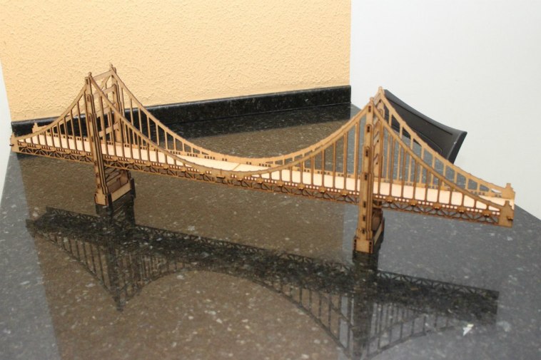 Laser Cut Wooden Golden Gate 3D Puzzle Bridge Model CDR Vectors File