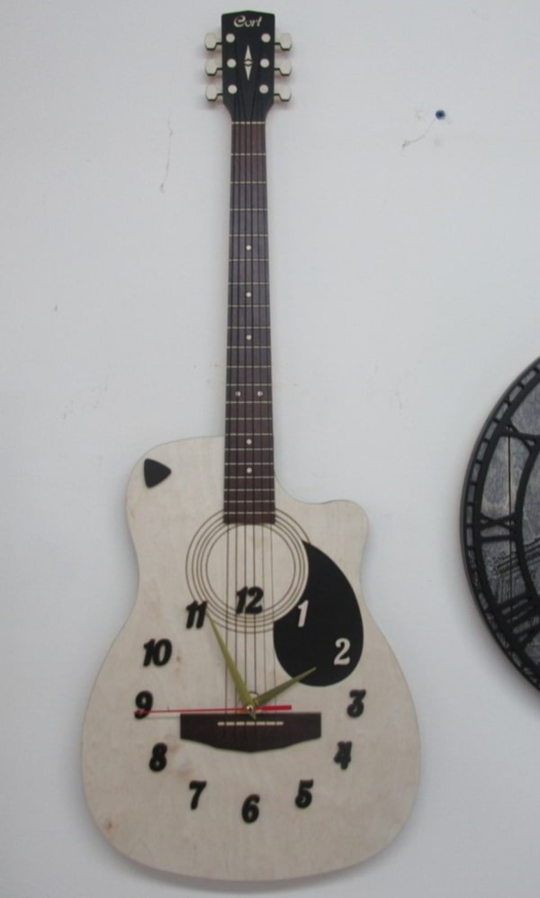 Laser Cut Wooden Guitar Wall Clock CDR File