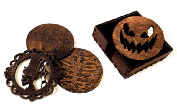 Laser Cut Wooden Halloween Coasters CNC File for Laser Cutting