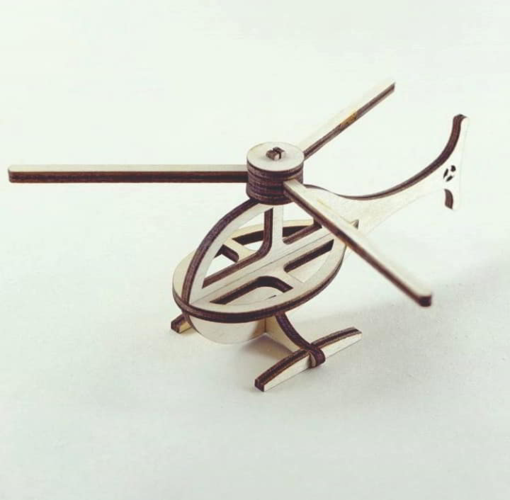 Laser Cut Wooden Helicopter 3D Model DXF and CDR File
