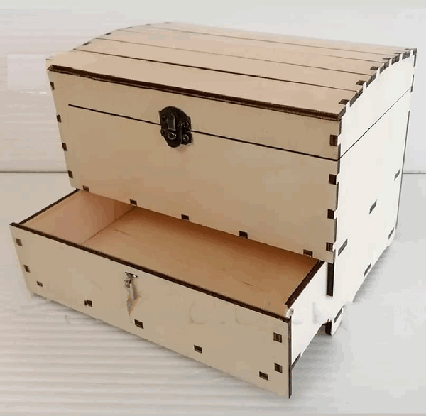 Laser Cut Wooden Jewelry Box with Drawer CDR File
