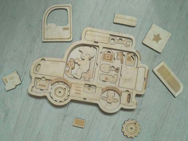 Laser Cut Wooden Jigsaw Puzzle for Kids Educational Puzzle Game Free Vector