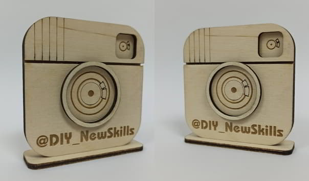 Laser Cut Wooden Layout of Instagram CDR and DXF Vector File
