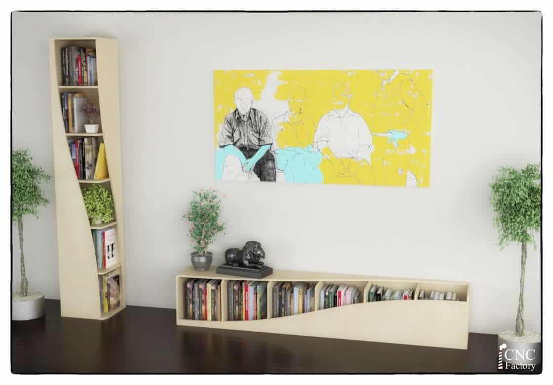 Laser Cut Wooden Long Shelf for Books, Shelf for Room Decoration Vector File