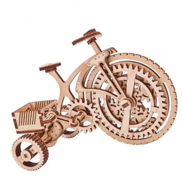 Laser Cut Wooden Mechanical 3D Model Bicycle Free Vector File for CNC Laser Cutting