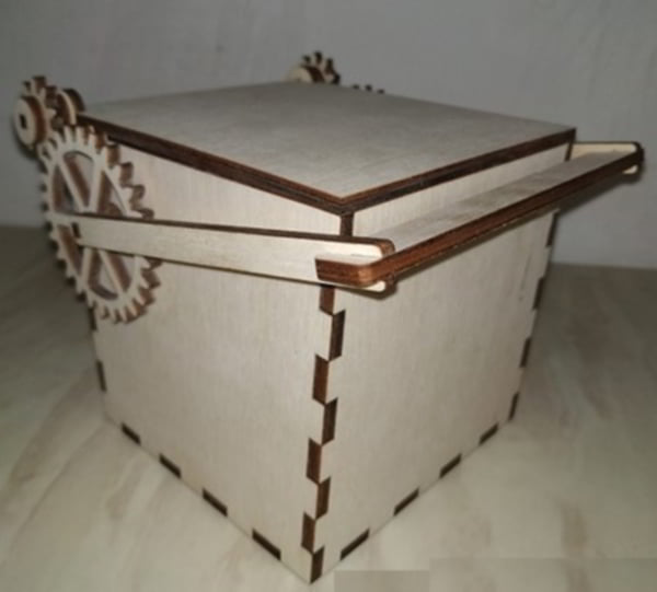 Laser Cut Wooden Mechanical Box Wood Storage Box Vector File