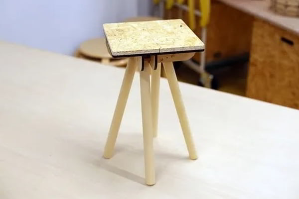 Laser Cut Wooden Mini Stool for Doll House Furniture CDR and DXF File for Laser Cutting