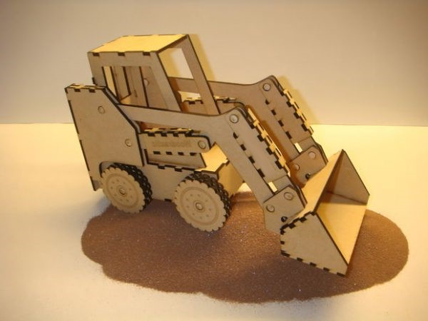 Laser Cut Wooden Mini Wheel Loader Model Bobcat Toy DXF File