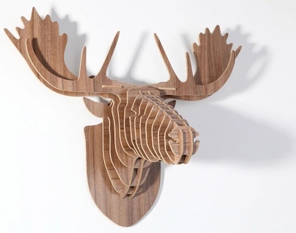 Laser Cut Wooden Moose Head 3D Wall Art Home Decor CDR File