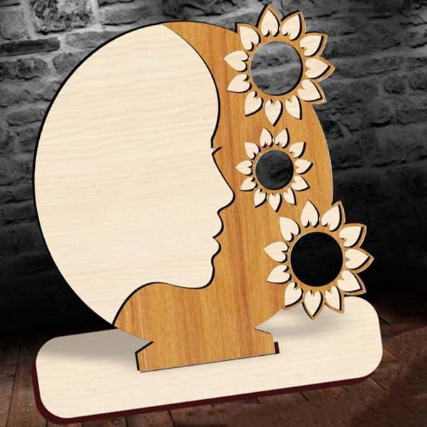 Laser Cut Wooden Mother’s Day Sunflowers Frame Design Vector File for CNC Laser Cutting