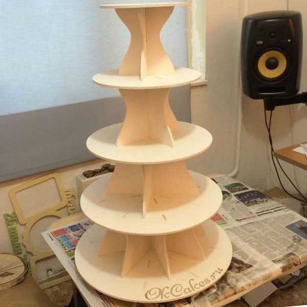 Laser Cut Wooden Multi Tier Cake Stand Birthday Cake Wedding Cake Holder Vector File