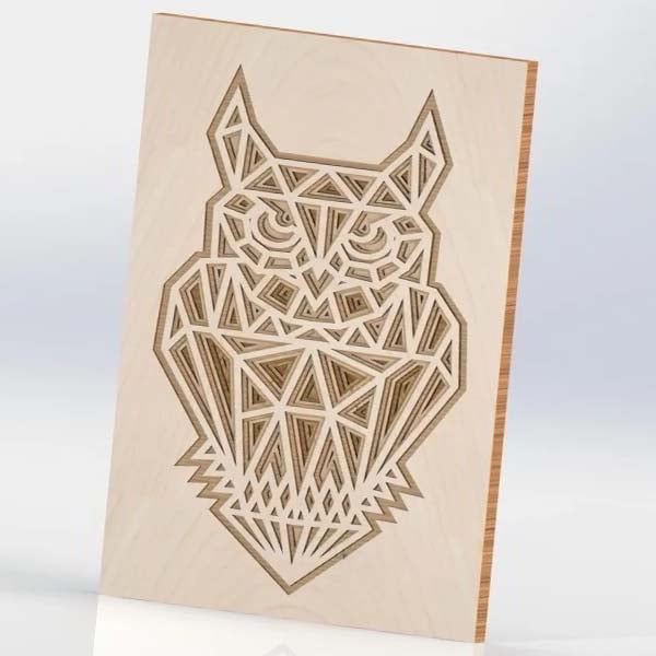 Laser Cut Wooden Multilayer Owl Wall Art Frame CDR File | Vectors File