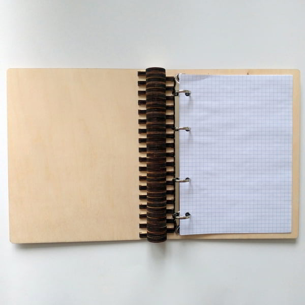 Laser Cut Wooden Notebook With Ring Mechanism Ring Binder A5 CDR File