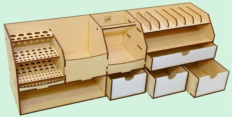 Laser Cut Wooden Office Desk Organizer with Drawer CDR and Ai Vector File