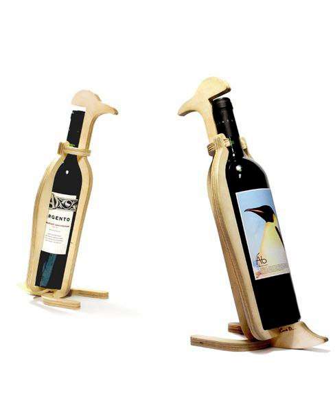 Laser Cut Wooden Penguin Wine Holder Drawing CDR File