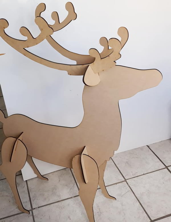 Laser Cut Wooden Puzzle Big Christmas Reindeer Model CDR File